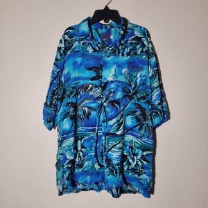 Jam's World | Men's Blue Moon Tropical Hawaiian Shirt Vintage Artsy Vacation L